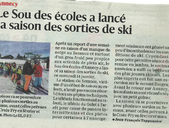 Article Dauphiné libéré janvier 2026