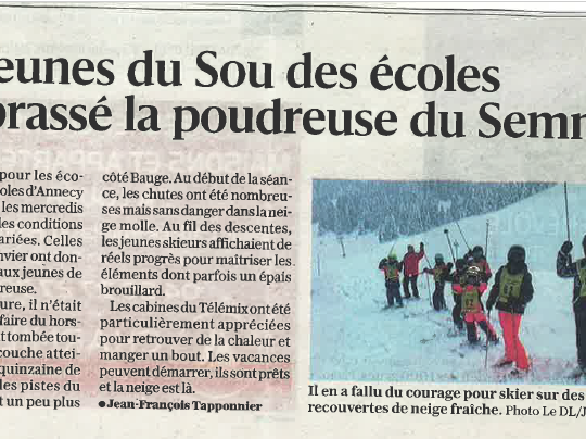 Article du Dauphiné libéré janvier 2026