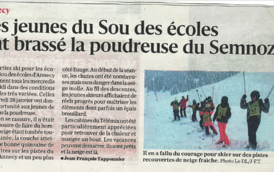 Article du Dauphiné libéré janvier 2026